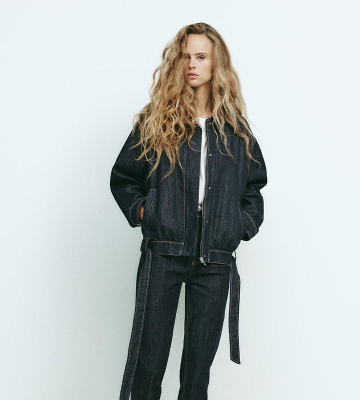 Denim jacket with belt
