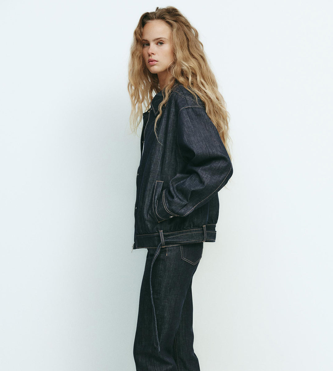 Denim jacket with belt