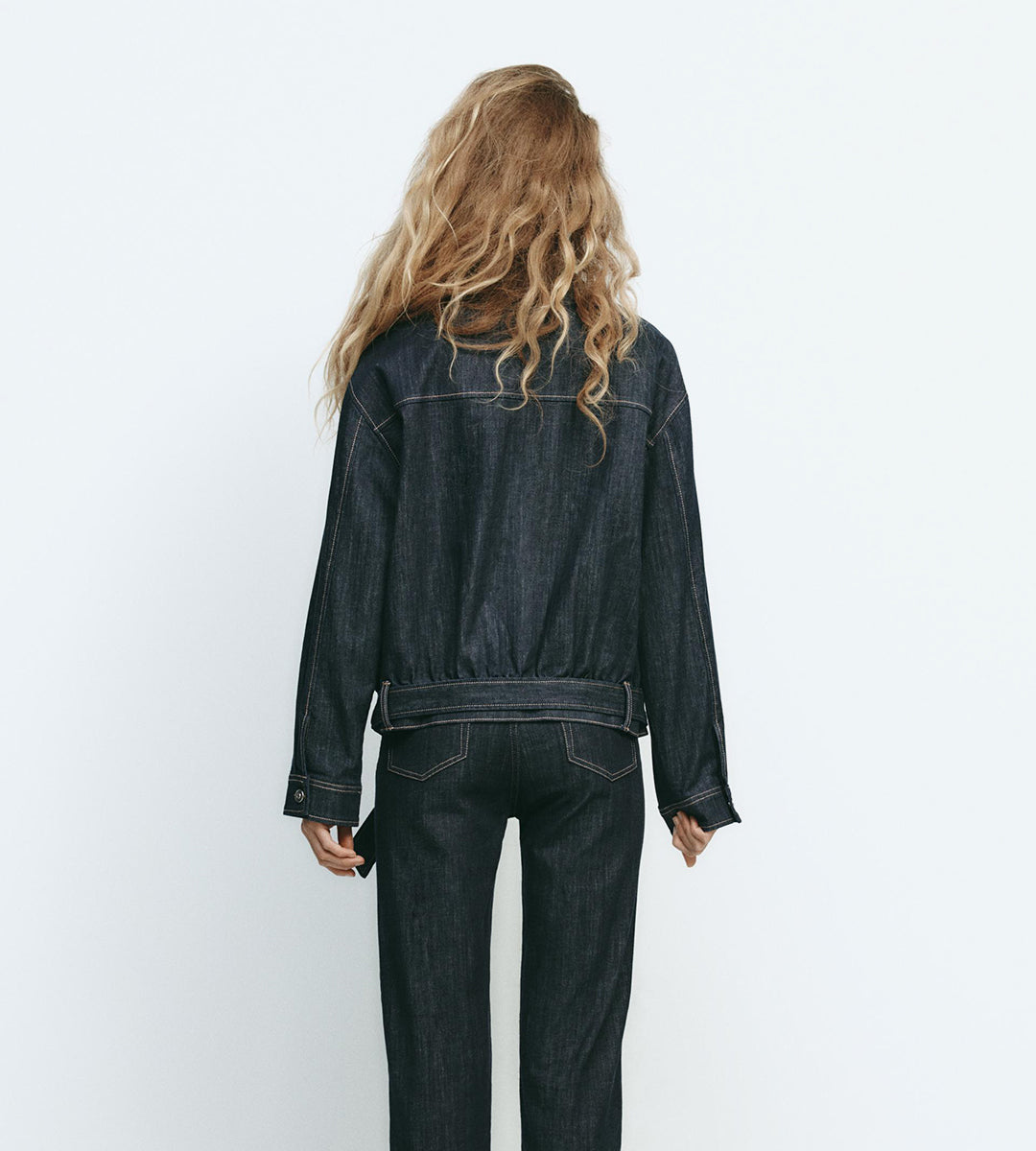 Denim jacket with belt